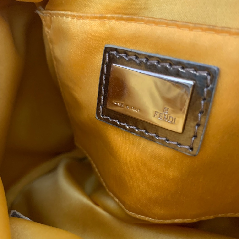Sold Auth VTG Fendi Zucchino Mini Boston Bag Gold - Picture 14 of 16